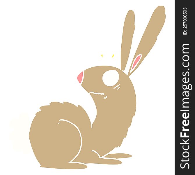 Flat Color Style Cartoon Startled Bunny Rabbit