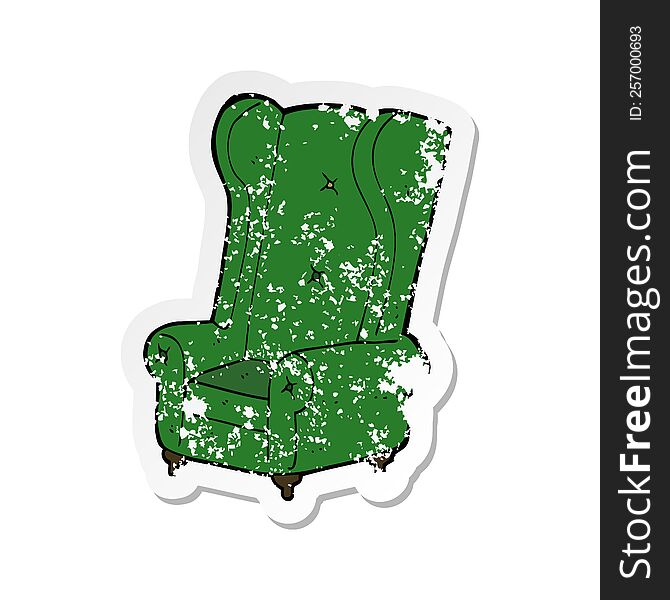Retro Distressed Sticker Of A Cartoon Old Armchair