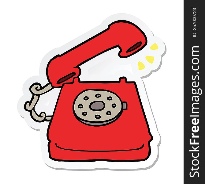 sticker of a cartoon ringing telephone