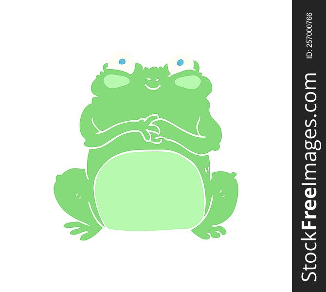 Flat Color Illustration Of A Cartoon Funny Frog