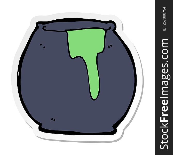 sticker of a cartoon cauldron