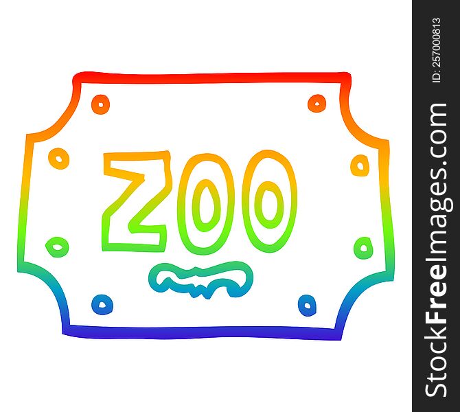 rainbow gradient line drawing of a cartoon zoo sign