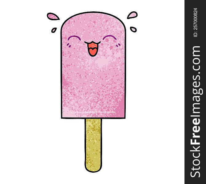 hand drawn quirky cartoon ice lolly. hand drawn quirky cartoon ice lolly