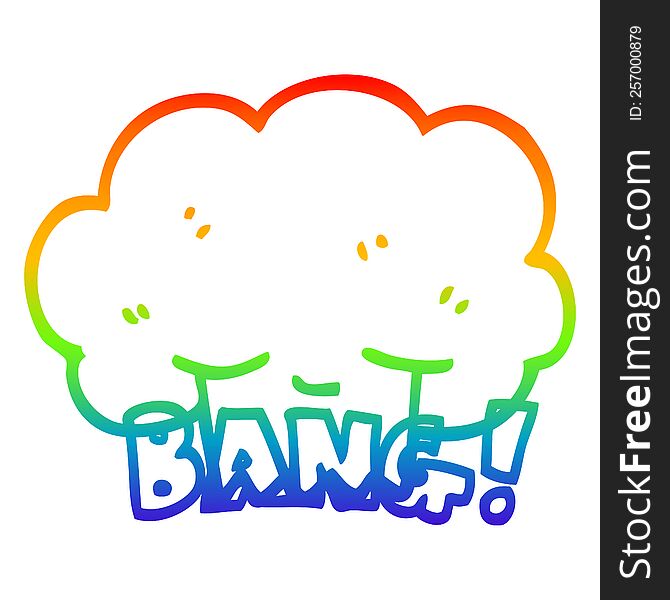 rainbow gradient line drawing of a cartoon explosion bang