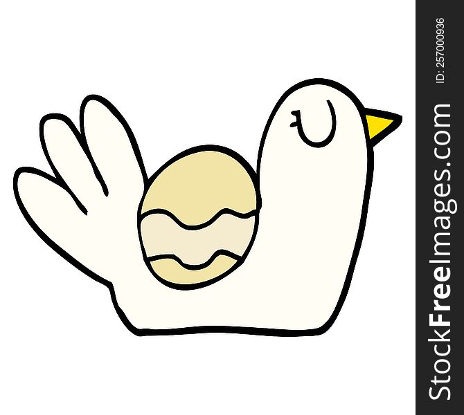 hand drawn doodle style cartoon nesting bird