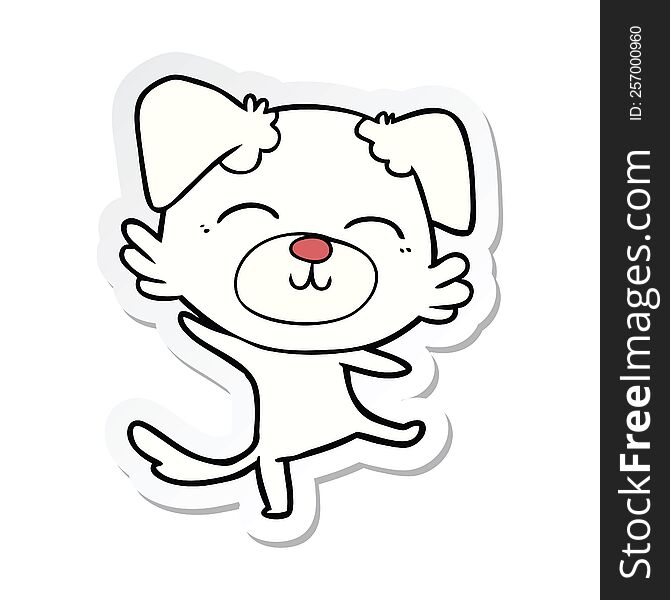 sticker of a cartoon dog doing a happy dance