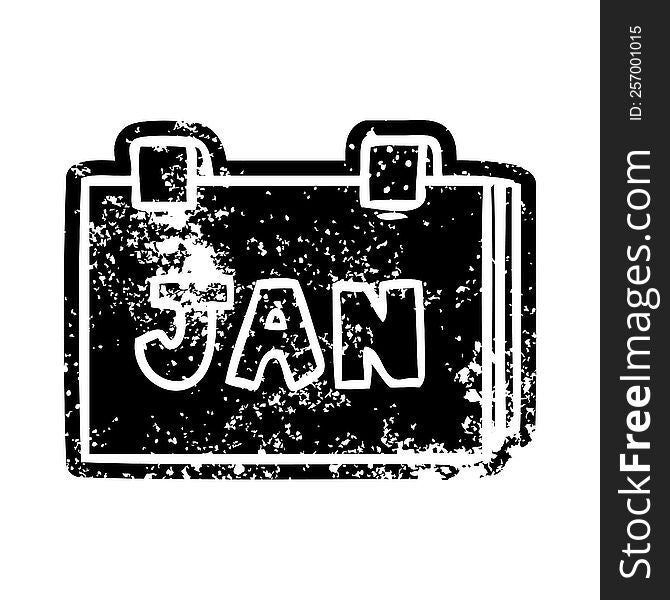 Grunge Icon Drawing Of A Calendar With Jan