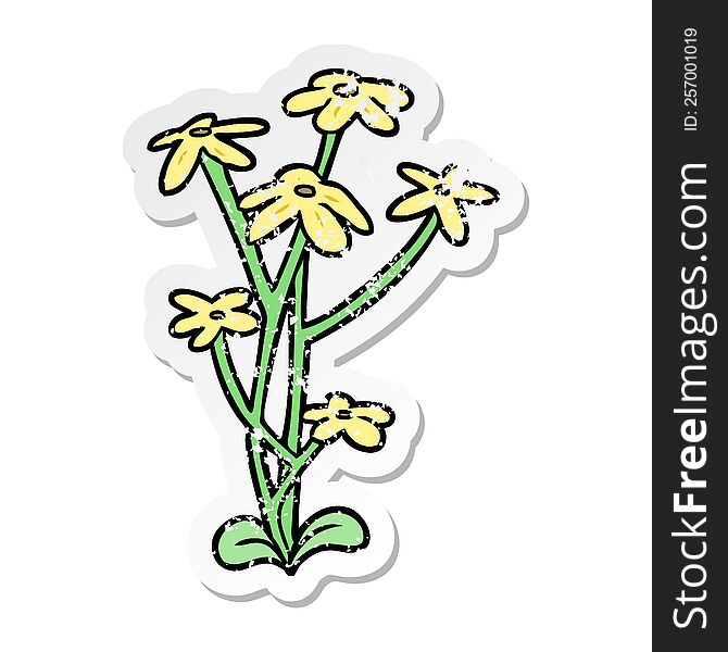Distressed Sticker Of A Cartoon Flower