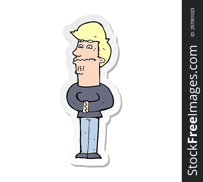 Sticker Of A Cartoon Nervous Man