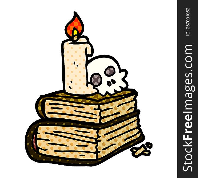 cartoon doodle spooky old spell books