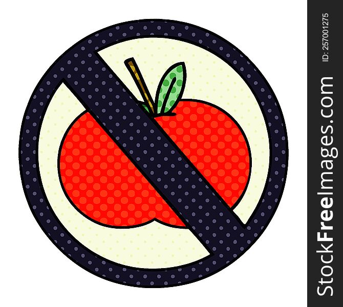 Comic Book Style Cartoon No Food Allowed Sign