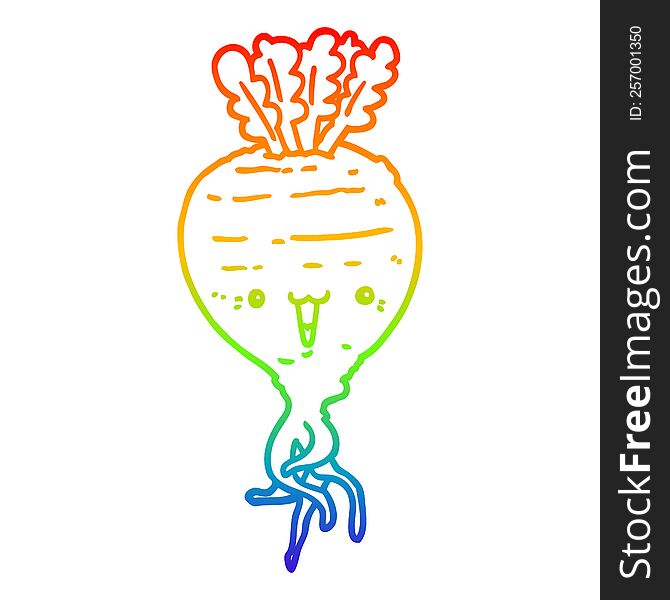 Rainbow Gradient Line Drawing Cartoon Turnip