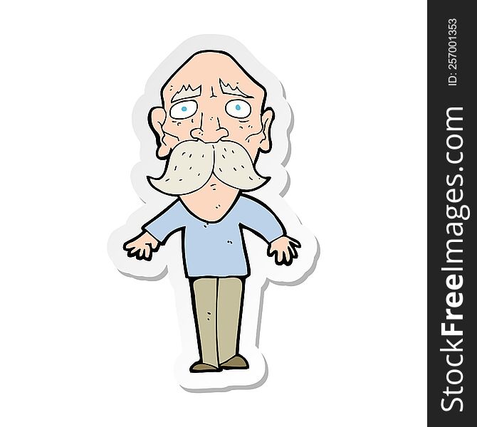 sticker of a cartoon sad old man