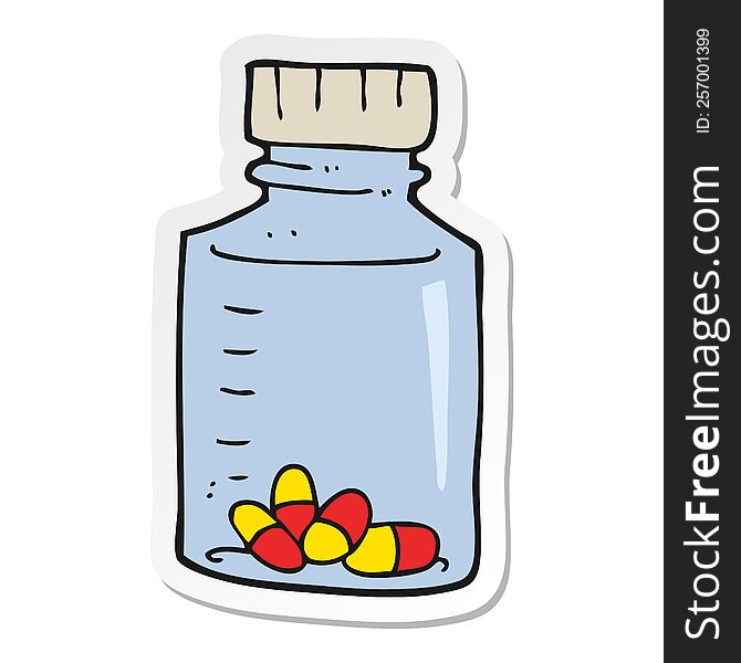 sticker of a cartoon jar of pills