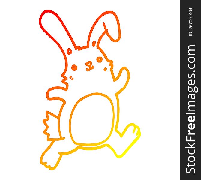 Warm Gradient Line Drawing Cartoon Rabbit Running