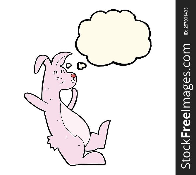 Cartoon Pink Bunny With Thought Bubble