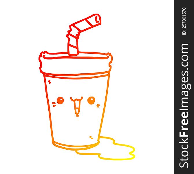 warm gradient line drawing cute cartoon soda