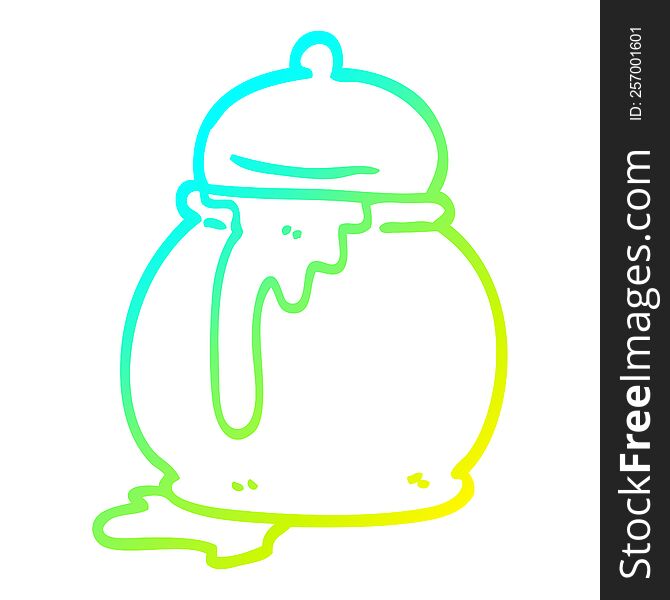 cold gradient line drawing of a cartoon honey pot
