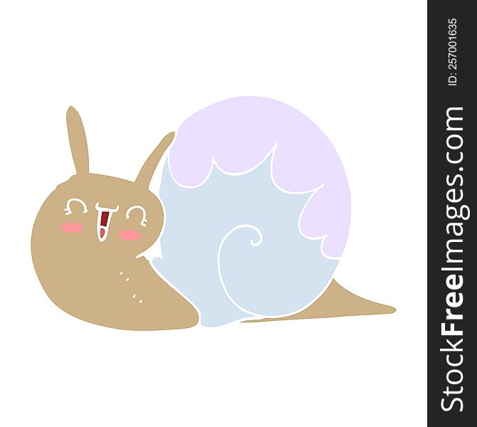 cute flat color style cartoon snail