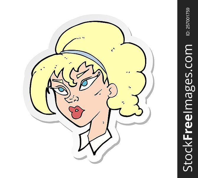 sticker of a cartoon pretty woman