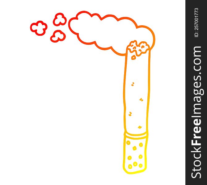 warm gradient line drawing of a cartoon cigarette