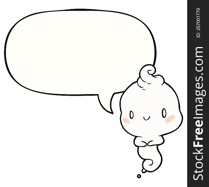 Cute Cartoon Ghost And Speech Bubble