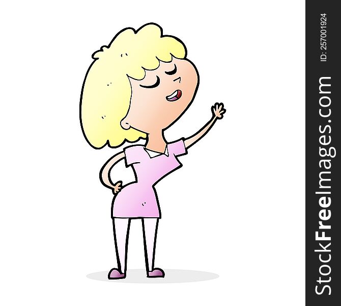 cartoon happy woman about to speak