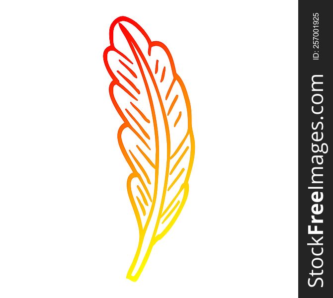 warm gradient line drawing of a cartoon bird feather