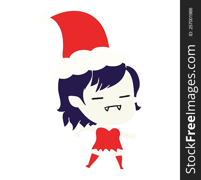 Flat Color Illustration Of A Undead Vampire Girl Wearing Santa Hat