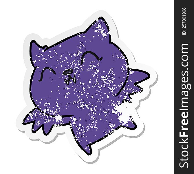 Distressed Sticker Cartoon Of Cute Kawaii Bat