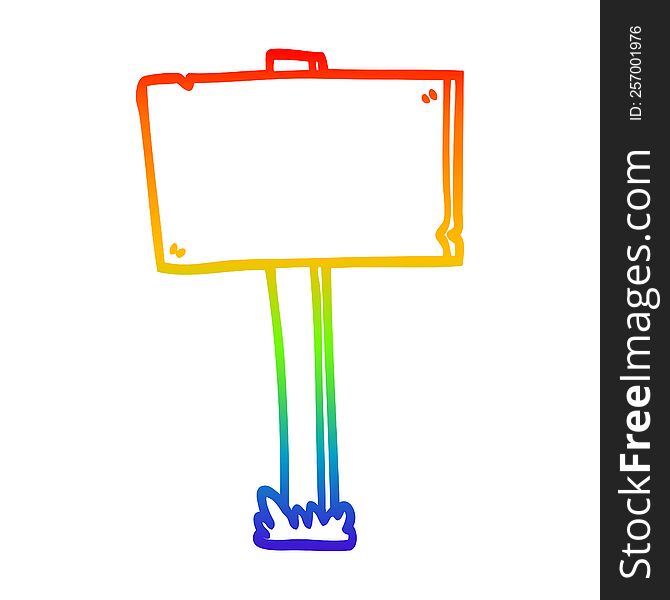 rainbow gradient line drawing cartoon sign post