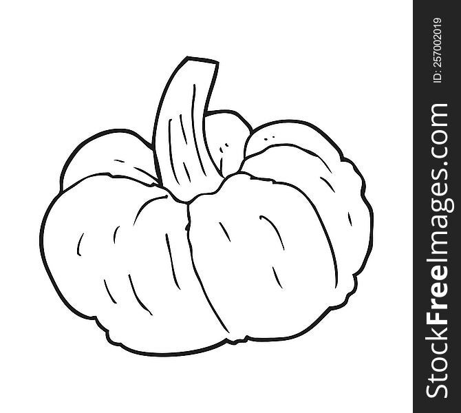 freehand drawn black and white cartoon pumpkin