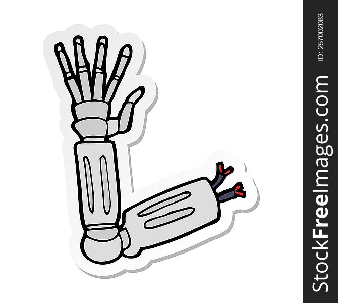 Sticker Of A Cartoon Robot Arm