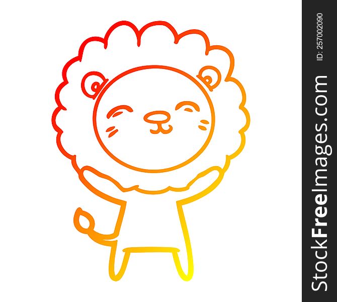 Warm Gradient Line Drawing Cartoon Lion