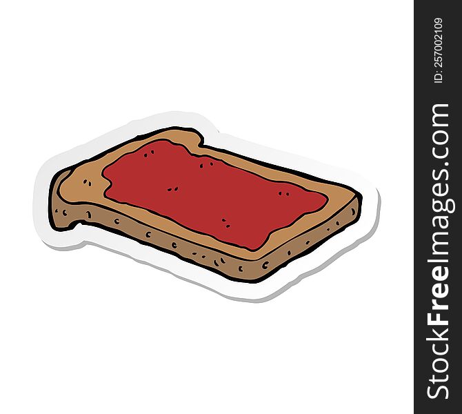 sticker of a cartoon jam on toast