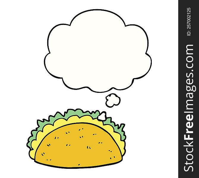 cartoon taco with thought bubble. cartoon taco with thought bubble