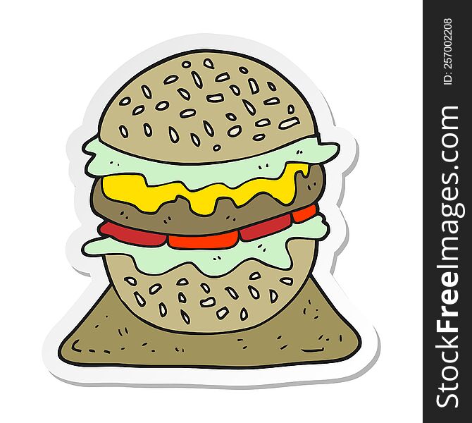 Sticker Of A Cartoon Tasty Burger