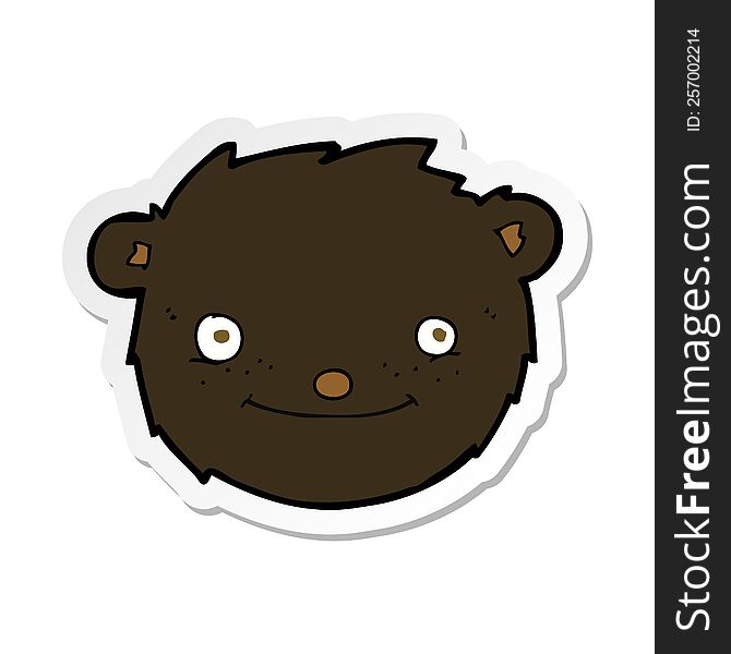 Sticker Of A Cartoon Black Bear Head