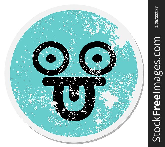 staring face sticking out tongue circular sticker