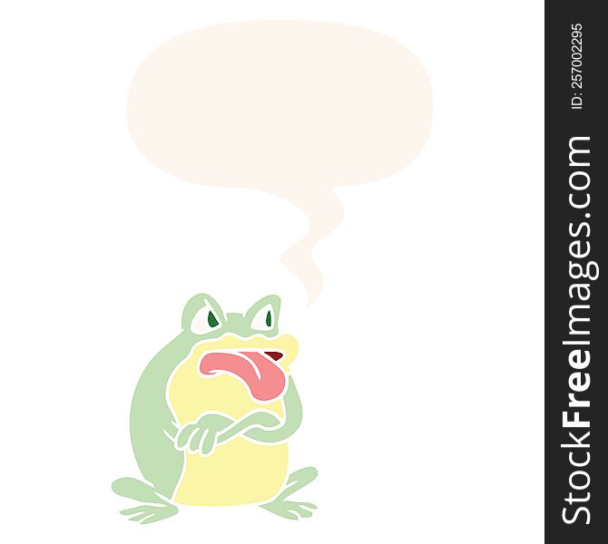 Grumpy Cartoon Frog And Speech Bubble In Retro Style