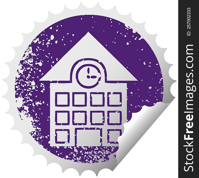 Distressed Circular Peeling Sticker Symbol Town House