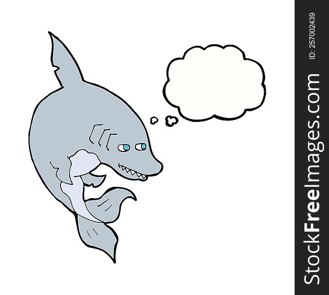 Funny Cartoon Shark With Thought Bubble