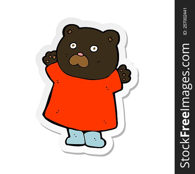 sticker of a funny cartoon black bear