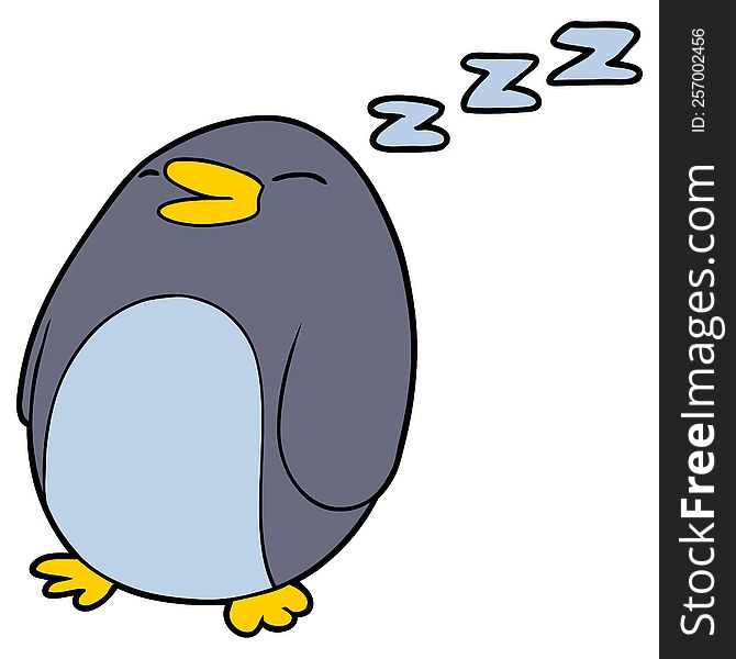 cartoon sleeping penguin. cartoon sleeping penguin