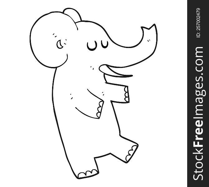 black and white cartoon dancing elephant