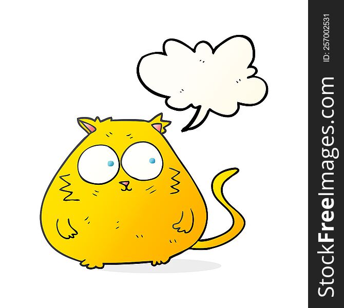 freehand drawn speech bubble cartoon fat cat