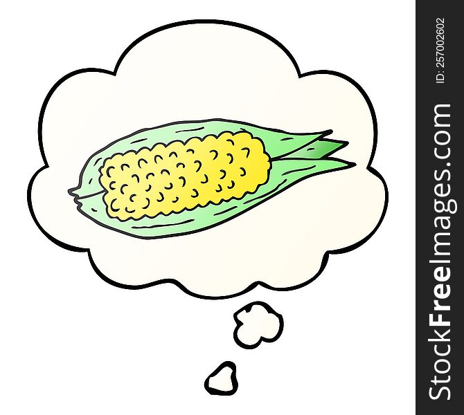 Cartoon Corn And Thought Bubble In Smooth Gradient Style