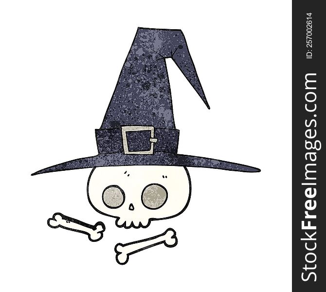Textured Cartoon Witch Hat With Skull