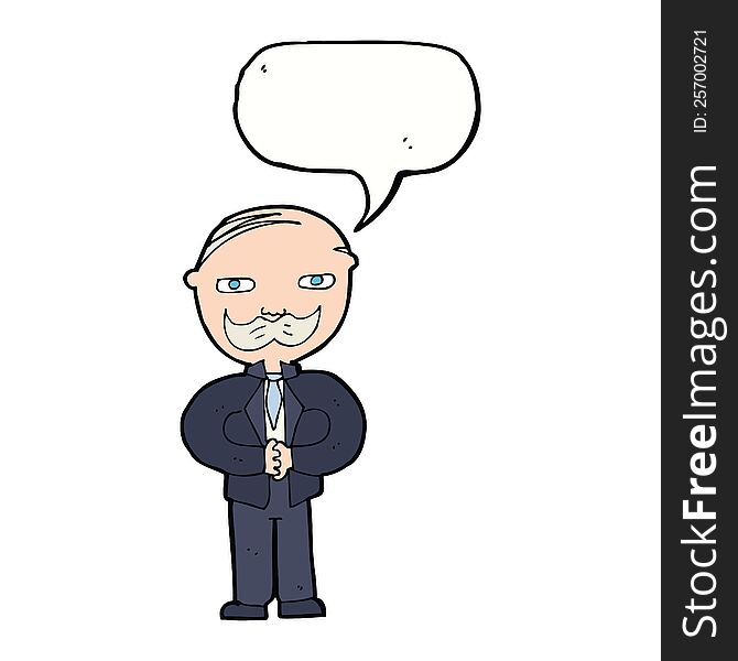 Cartoon Old Man With Mustache With Speech Bubble