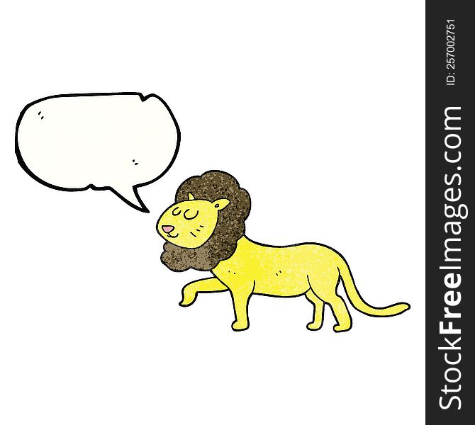 Speech Bubble Textured Cartoon Lion